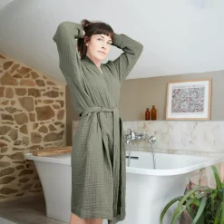 Hot Accappatoio da bagno in garza di cotone L/XL Gaia Biancheria Bagno|Accappatoio