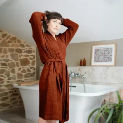 New Accappatoio da bagno in garza di cotone L/XL Gaïa Biancheria Bagno|Accappatoio