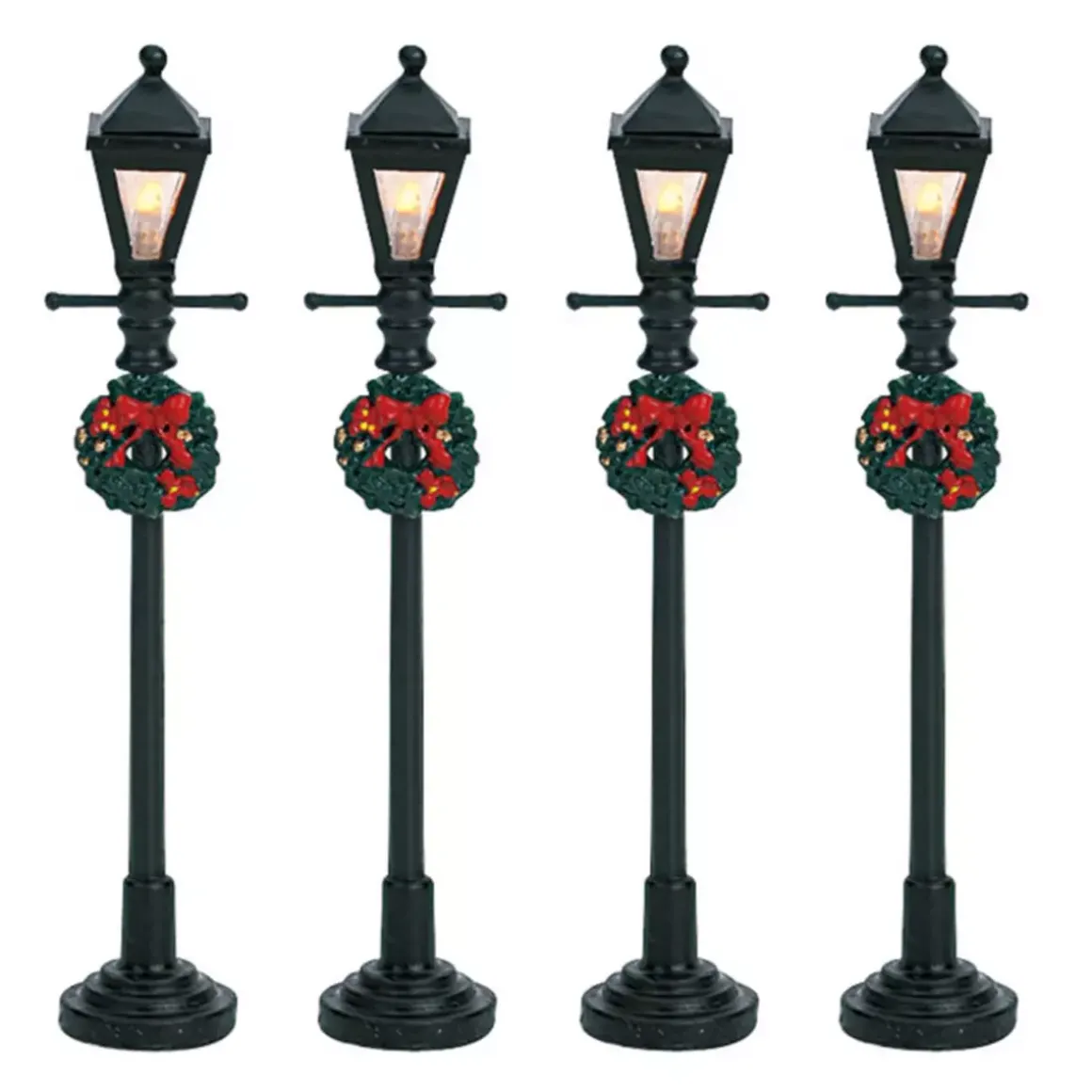 Accessori Lemax 4 lampade stradali illuminate a pile