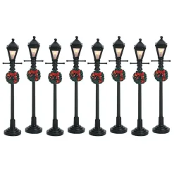 Accessori Lemax Set di 8 lampioni luminosi a pile