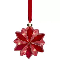 Addobbo natalizio luminoso da appendere con pile 15 LED (D19 cm) Fiore di Venezia Rosso