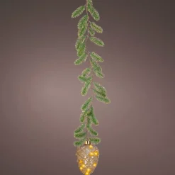 Addobbo natalizio luminoso da appendere 15 LED (H21 cm) Abete e Pigna Bianco caldo