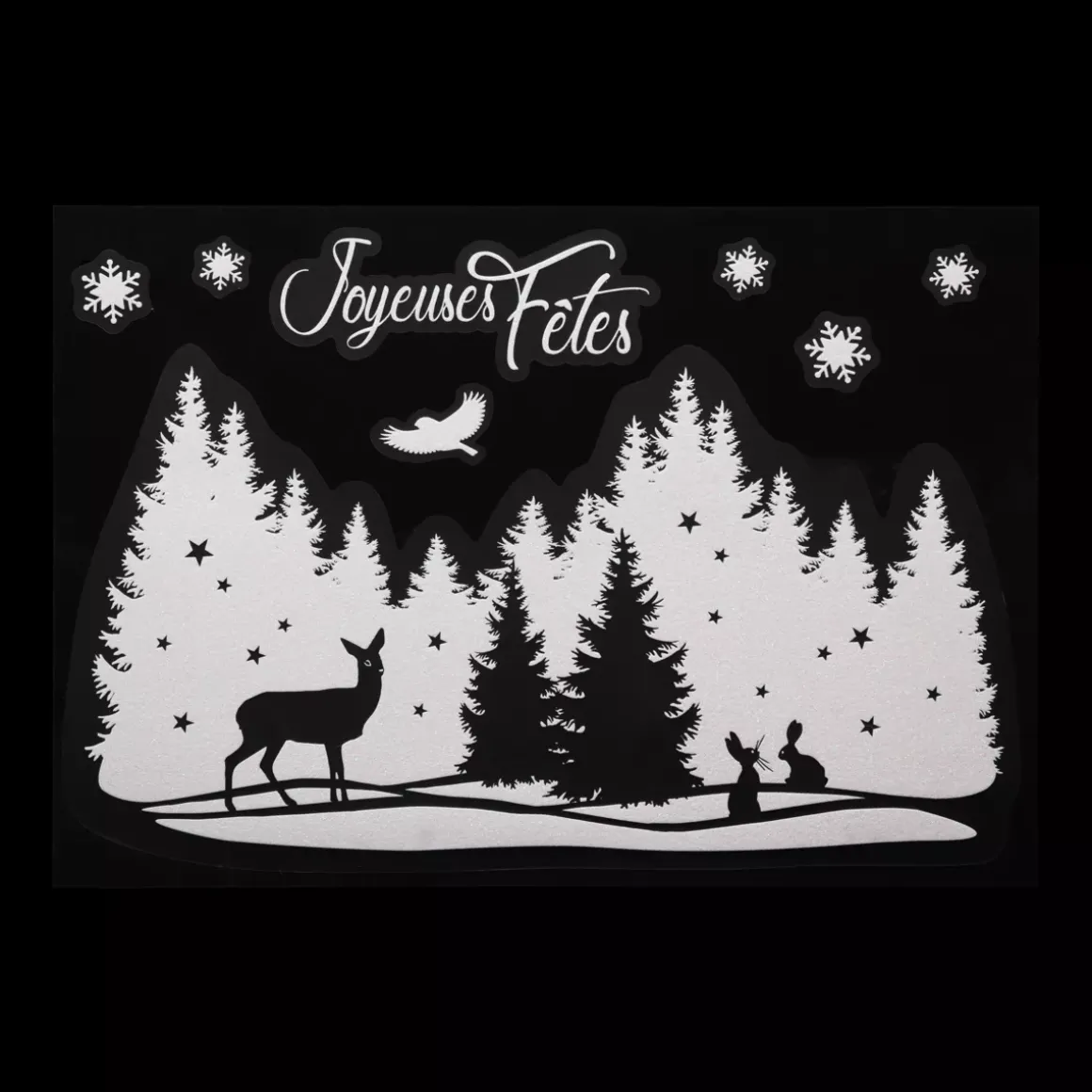 Adesivo di Natale per finestra Paesaggio glitterato