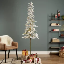Albero di Natale artificiale luminoso 250 LED H240 cm Sierra Verde innevato