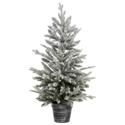 Albero di Natale artificiale in vaso H100 cm Frosty Verde innevato