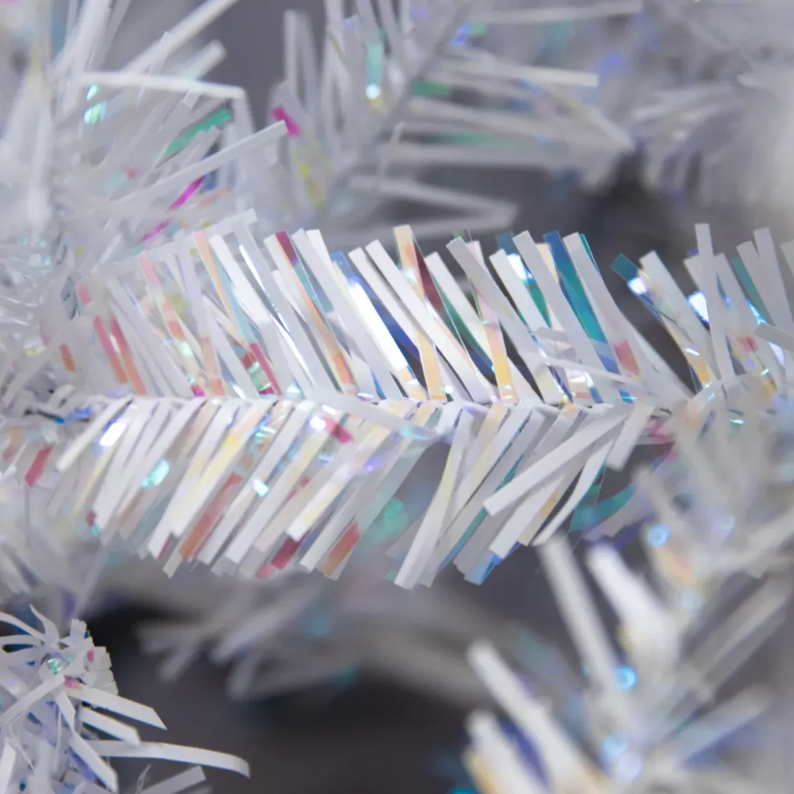 Albero di Natale artificiale H240 cm Odense Bianco iridescente e glitterato