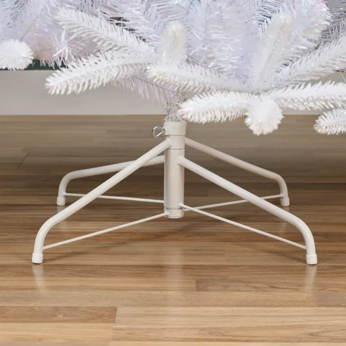 Albero di Natale artificiale H210 cm Odense Bianco iridescente e glitterato
