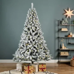 Albero di Natale artificiale luminoso 200 LED H150 cm King Verde innevato