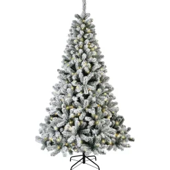 Albero di Natale artificiale luminoso 200 LED H150 cm King Verde innevato