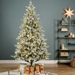 Albero di Natale artificiale luminoso 320 LED (H180 cm) Allix Verde innevato