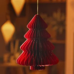 Albero di Natale in carta da appendere (H15 cm) con chiusura magnetica Rosso