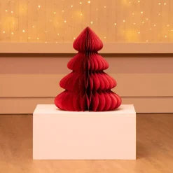 Albero di Natale in carta da tavolo (H60 cm) Chiusura Magnetica Rosso