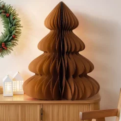 Albero di Natale in carta da tavolo (H90 cm) Chiusura magnetica Marrone caffè