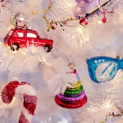 Albero di Natale in vetro da appendere (H10 cm) Natale allegro Multicolore