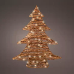 Albero di Natale luminoso a pile 30 LED (H40 cm) Rattan Bianco caldo
