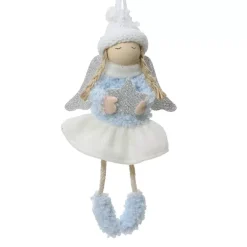 Angelo da appendere (H16 cm) Piccola Bambina stellata Blu
