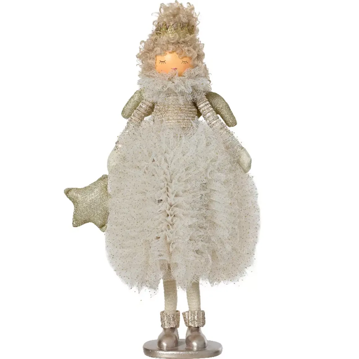 Angelo di Natale in piedi (H43 cm) Stella scandinava Dorata