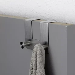 Appendiabiti per porta inox 2 ganci (H10 cm) Cromo