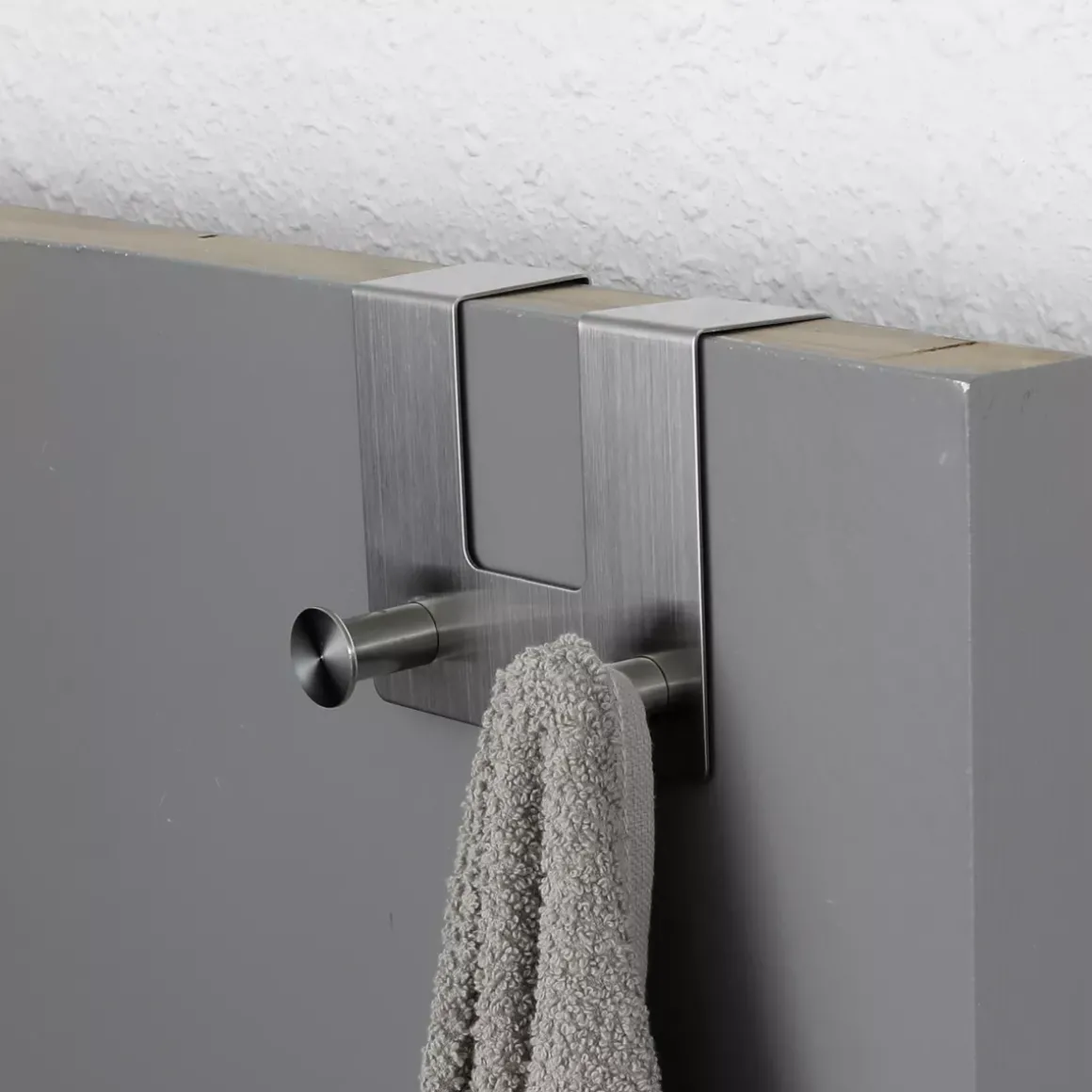 Appendiabiti per porta inox 2 ganci (H10 cm) Cromo
