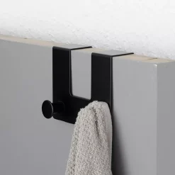 Appendiabiti per porta metallo 2 ganci (H10 cm) Nero