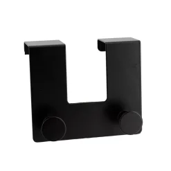 Appendiabiti per porta metallo 2 ganci (H10 cm) Nero