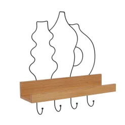 Appendi chiavi con mensola in legno (42 cm) Design Nero e naturale