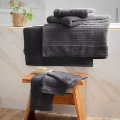 Asciugamano bagno cotone bio (30 x 50 cm) Méline Grigio tempesta
