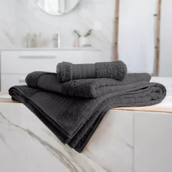 Asciugamano bagno cotone bio (30 x 50 cm) Méline Grigio tempesta