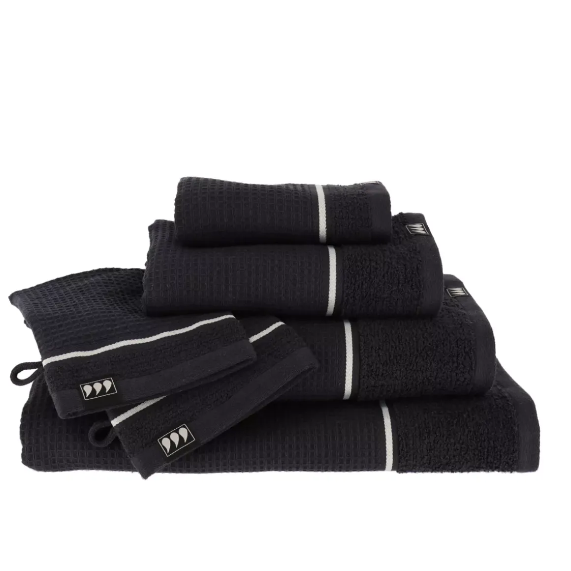 Asciugamano cotone nido d'ape (50 x 90 cm) Japandi Nero