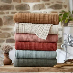 Asciugamano da bagno in garza di cotone (70 x 130 cm) Gaia Camel