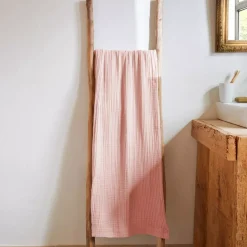 Asciugamano da bagno in garza di cotone (90 x 150 cm) Gaia Pesca Rosa