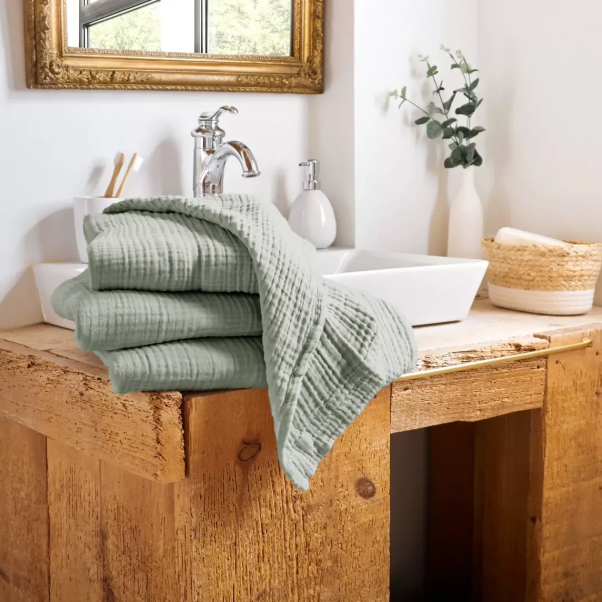Outlet Asciugamano da bagno in garza di cotone Gaia Biancheria Bagno|Asciugamani Bagno