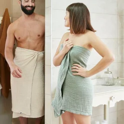 Hot Asciugamano da bagno in garza di cotone (70 x 130 cm) Gaia Biancheria Bagno|Asciugamani Bagno