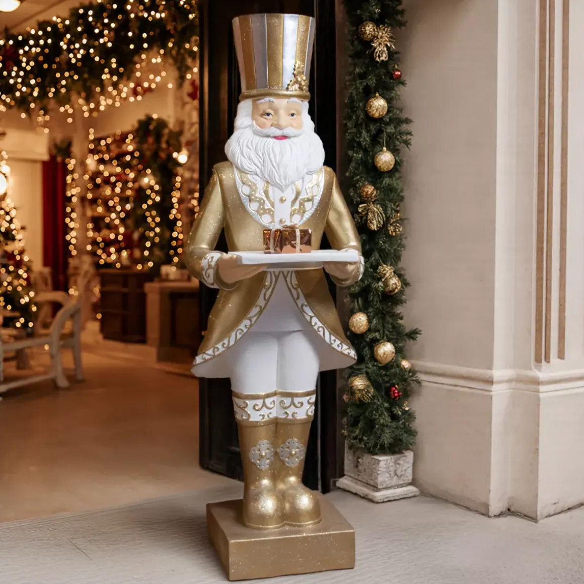 Babbo Natale Gigante (H175 cm) Gabriel vestito d'Oro