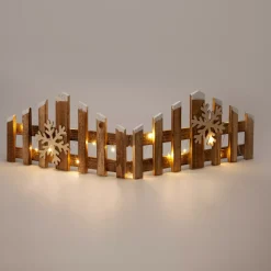 Barriera in legno luminosa a batteria 15 LED (76 x H20 cm) Recinzione decorativa Bianco caldo
