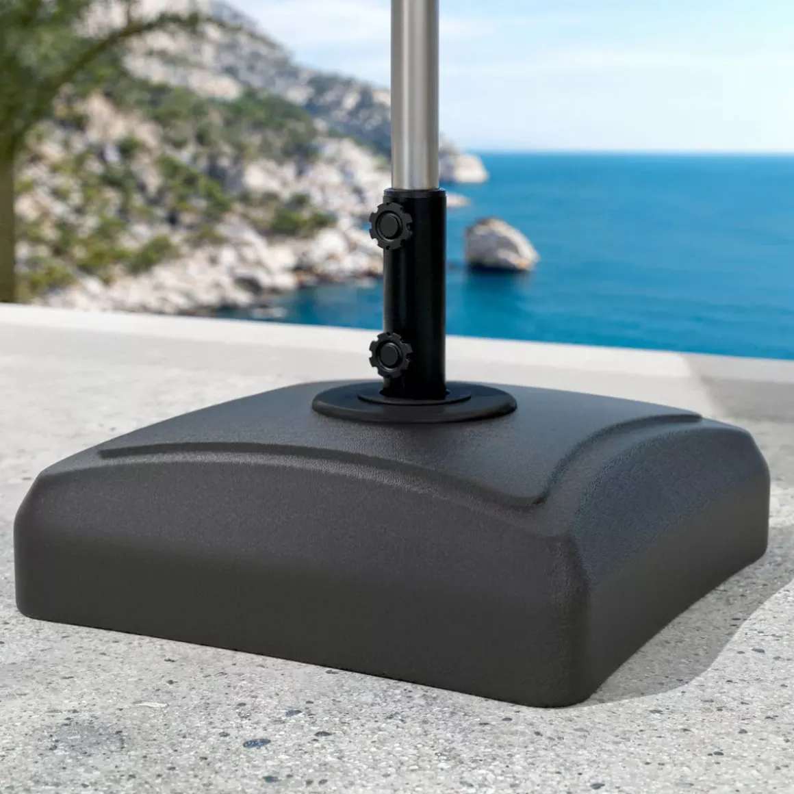 Base ombrellone quadrata universale da riempire 32L - Nero