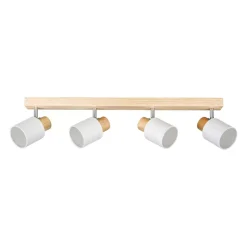 Binario 4 faretti paralume (L67 cm) Tissu Bianco
