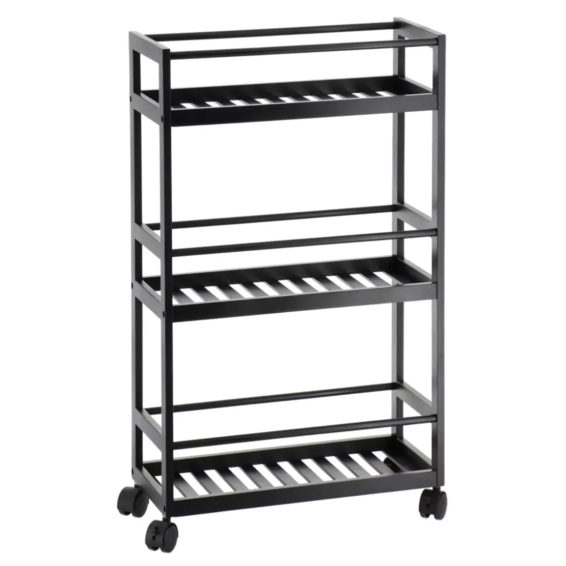 Carrello a rotelle a 3 livelli (H75 cm) Japandi Nero