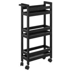 Carrello con 3 livelli a rotelle (40 x 15 x 75 cm) Colorama Nero
