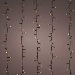 Cascata luminosa 2 m 480 LED cavo nero Effetto scintillante Bianco caldo dorato