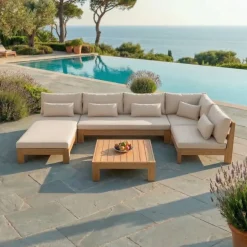 Chaise longue da giardino in legno da acacia Bornéo Tavolini Da Giardino, Divani|Lettino Da Spiaggia