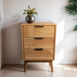Comò cassettiera 3 cassetti in legno (40 x 65 cm) Hanoï Beige