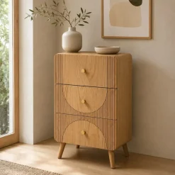 Comò cassettiera 3 cassetti in legno (H70 cm) Mila Naturale