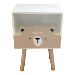 Comodino bambini legno (Alt 45 cm) Orsetto Marrone