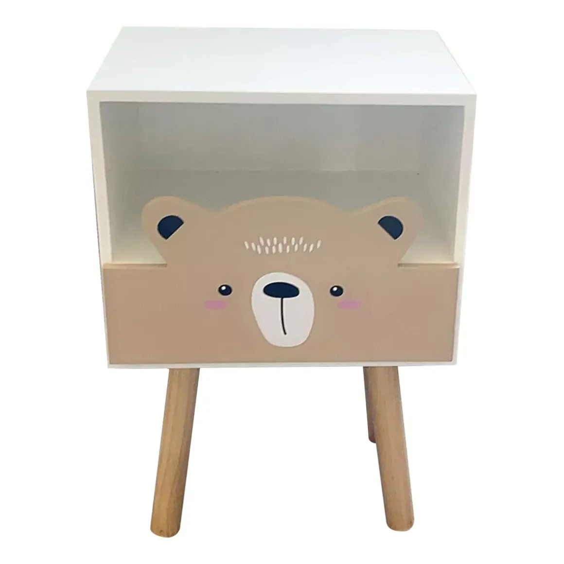 Comodino bambini legno (Alt 45 cm) Orsetto Marrone