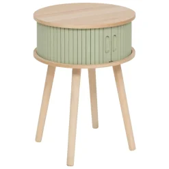Comodino rotondo in legno (H54 cm) Nysos Verde acqua