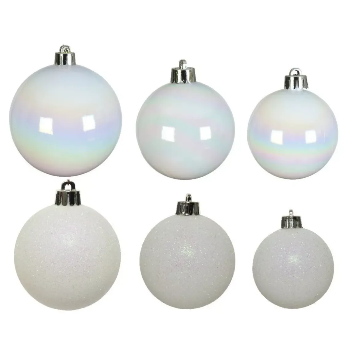 Confezione di 30 palline di Natale assortimento Alpine Bianco perlato