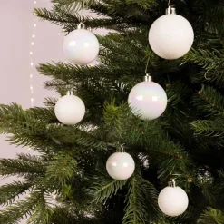 Confezione di 30 palline di Natale assortimento Alpine Bianco perlato