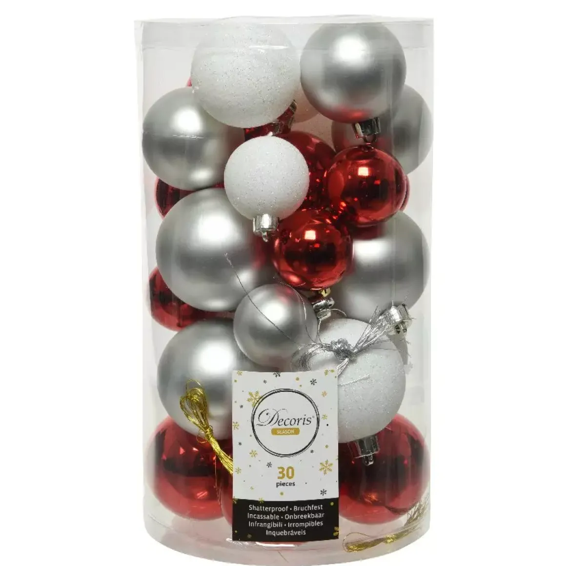 Confezione di 30 palline di Natale Alpine mix colore Camel / Argento