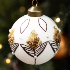 Confezione di 3 palline di Natale (D80 mm) vetro Douceur sucrée Bianco panna